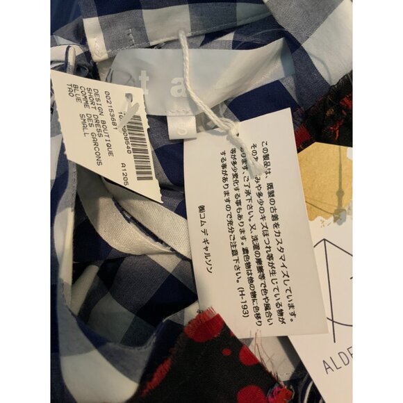 Comme Des Garcons Tao Blue & White Gingham Plaid Embroidered Dress Sz Small NWT - Picture 7 of 9